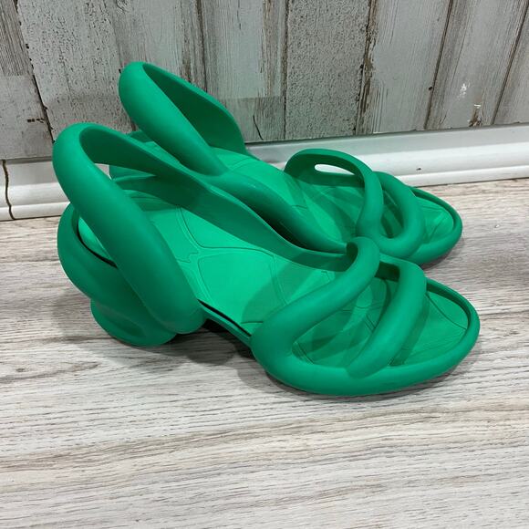 Camper Kobarah Green Rubber Heeled Sandals EU 39 Women’s Size 8 - Picture 1 of 7